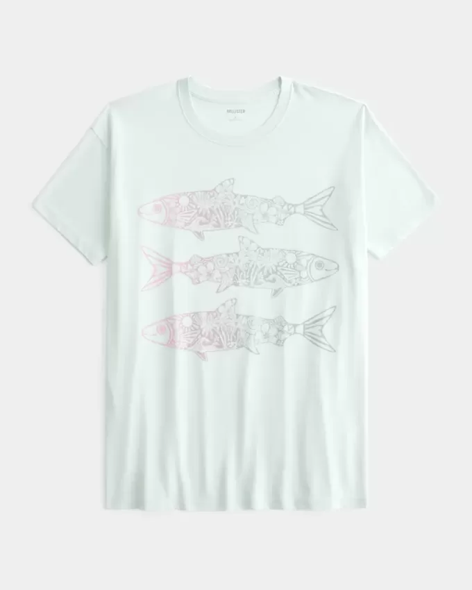Överdimensionerad Fish Graphic Tee Överdimensionerad Fish Graphic Tee