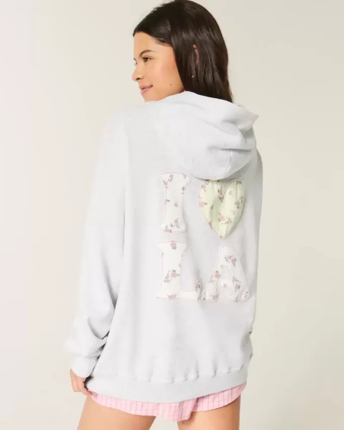 Överdimensionerad I Heart LA Graphic Hoodie Överdimensionerad I Heart LA Graphic Hoodie