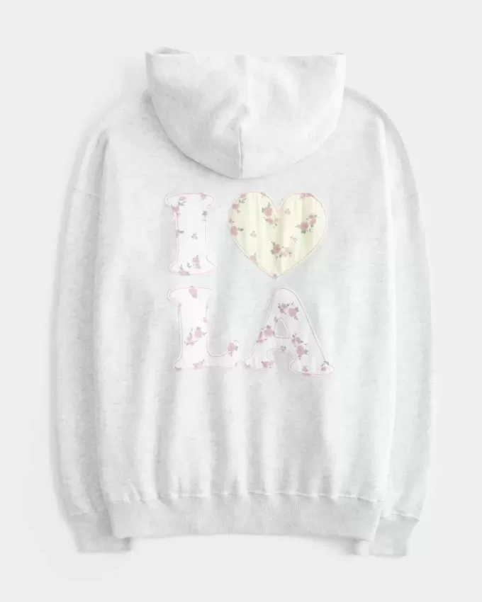 Överdimensionerad I Heart LA Graphic Hoodie Överdimensionerad I Heart LA Graphic Hoodie