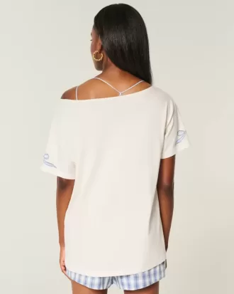 Överdimensionerad off-the-shoulder grafisk t-shirt
