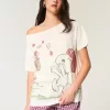 Överdimensionerad off-the-shoulder Snoopy grafisk t-shirt Överdimensionerad off-the-shoulder Snoopy grafisk t-shirt