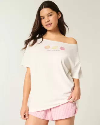 Överdimensionerad Off-the-Soulder Farmers Market grafisk t-shirt