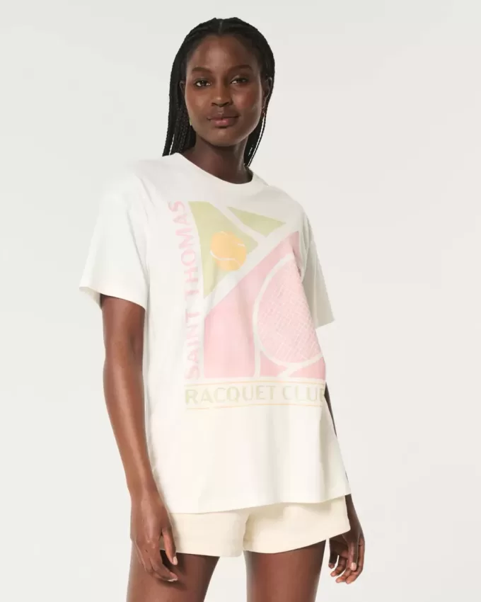 Överdimensionerad Saint Thomas Racquet Club grafisk t-shirt Överdimensionerad Saint Thomas Racquet Club grafisk t-shirt