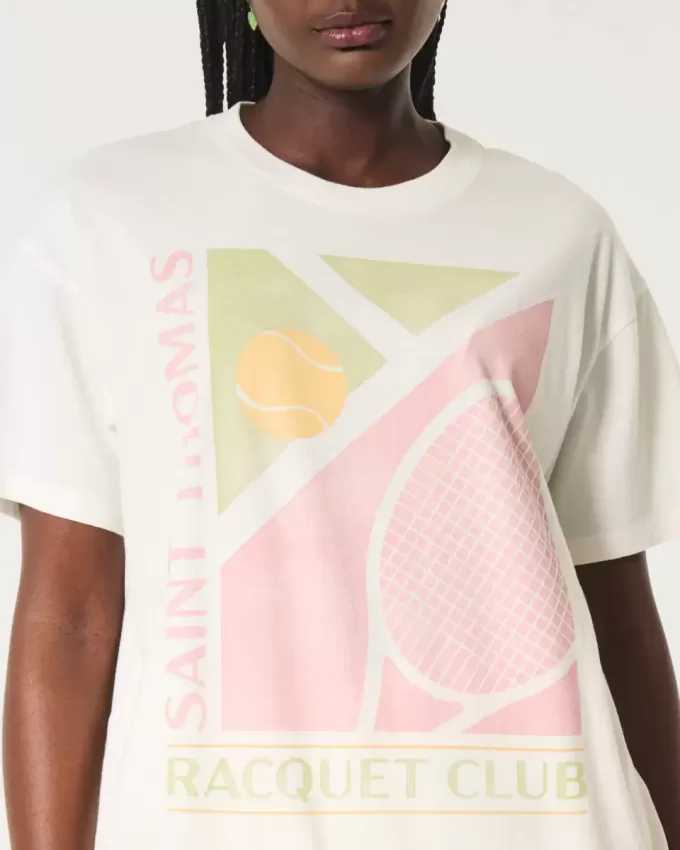 Överdimensionerad Saint Thomas Racquet Club grafisk t-shirt Överdimensionerad Saint Thomas Racquet Club grafisk t-shirt