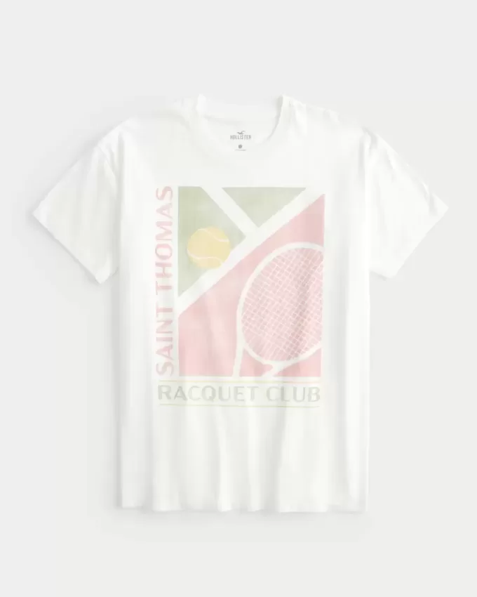 Överdimensionerad Saint Thomas Racquet Club grafisk t-shirt Överdimensionerad Saint Thomas Racquet Club grafisk t-shirt