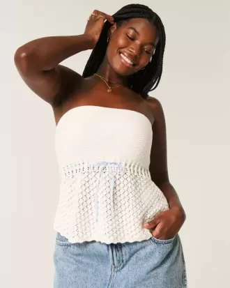 Virkad axelbandslös tröja Tube Top