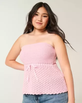 Virkad axelbandslös tröja Tube Top