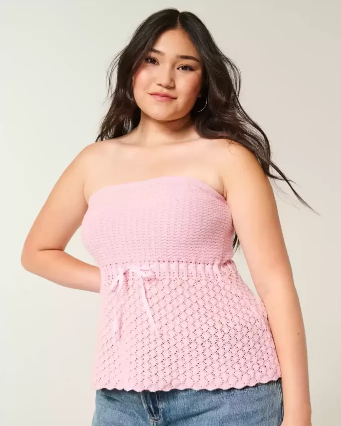 Virkad axelbandslös tröja Tube Top Virkad axelbandslös tröja Tube Top
