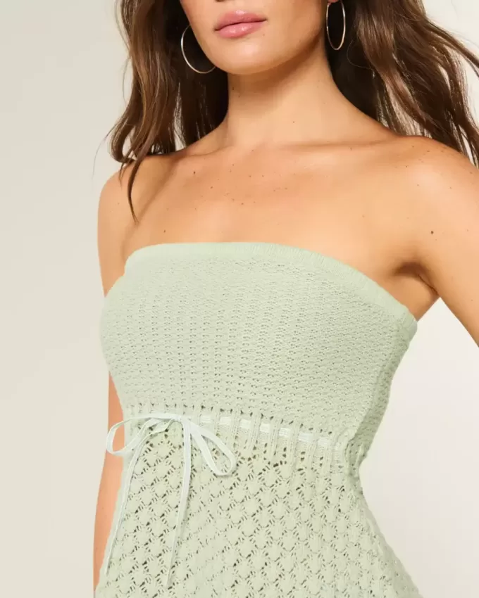 Virkad axelbandslös tröja Tube Top Virkad axelbandslös tröja Tube Top