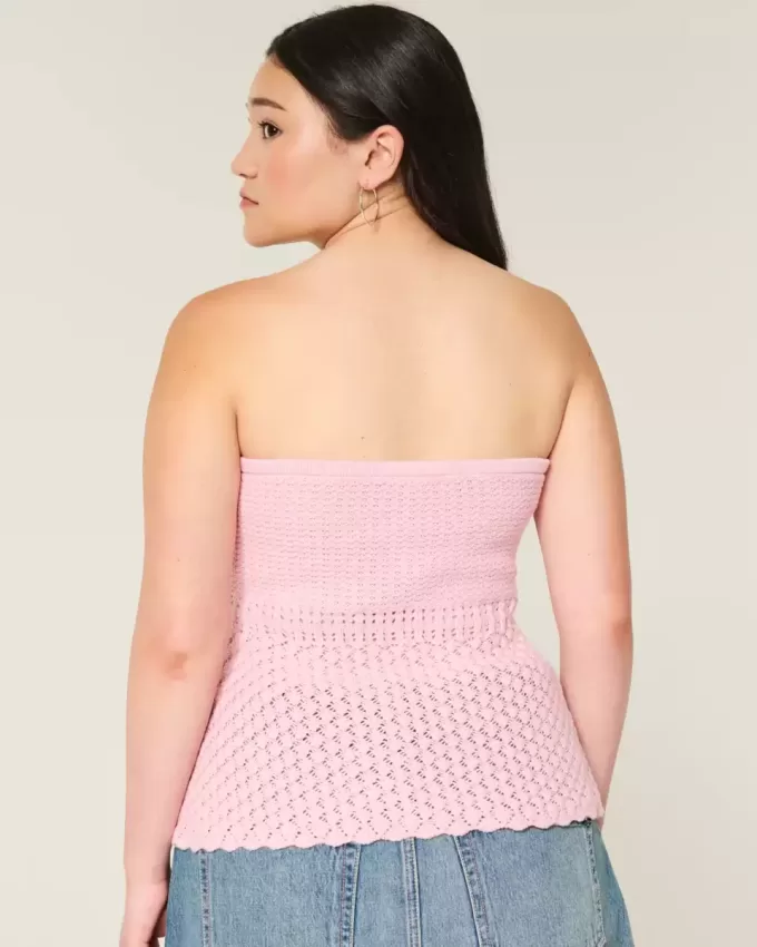 Virkad axelbandslös tröja Tube Top Virkad axelbandslös tröja Tube Top