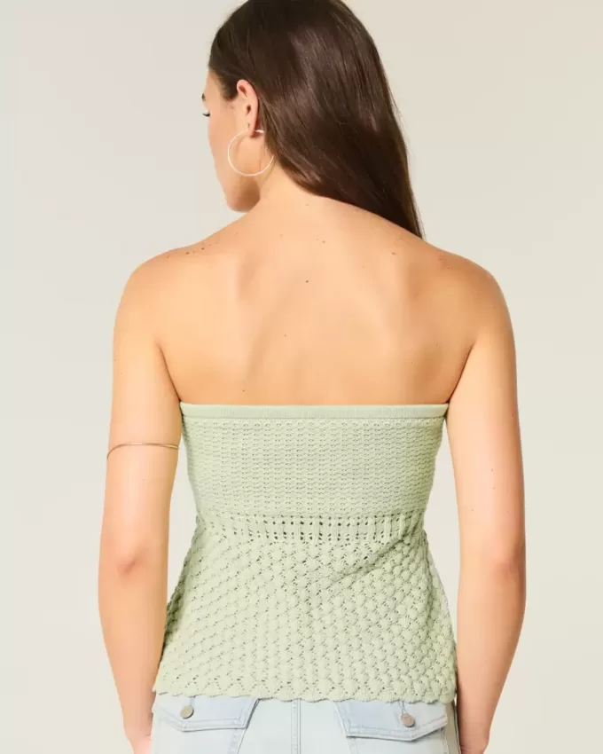 Virkad axelbandslös tröja Tube Top Virkad axelbandslös tröja Tube Top