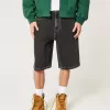 Washed Black Cat Graphic Super Baggy jeansshorts
