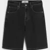Washed Black Cat Graphic Super Baggy jeansshorts