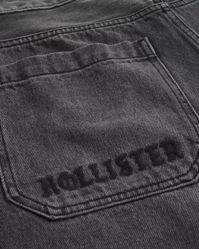 Washed Black Logo Graphic Skater Baggy Jeans Washed Black Logo Graphic Skater Baggy Jeans